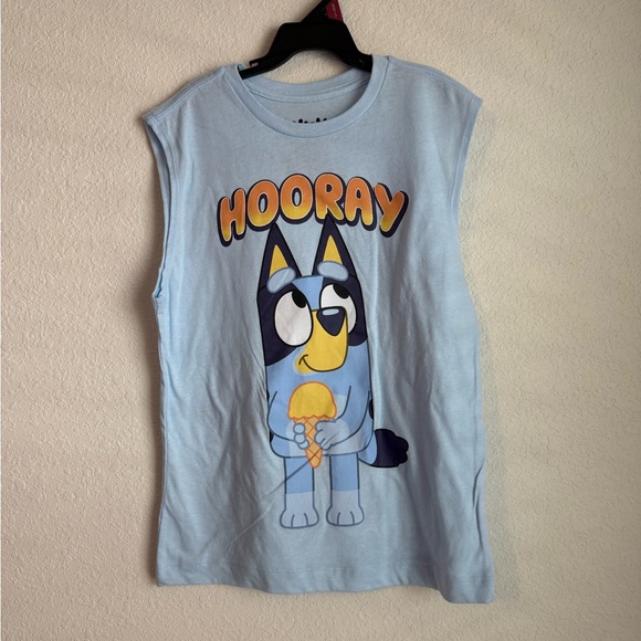 Bluey Kids Sleeveless Shirt - Light Blue size S 6/7-NWT - Picture 1 of 4